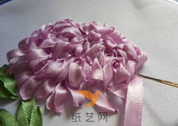 丝带绣案头菊制作教程刺绣布艺教程